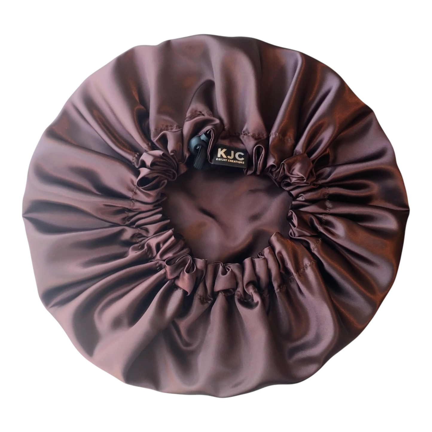 BROWN SATIN BONNET + SCRUNCHIES