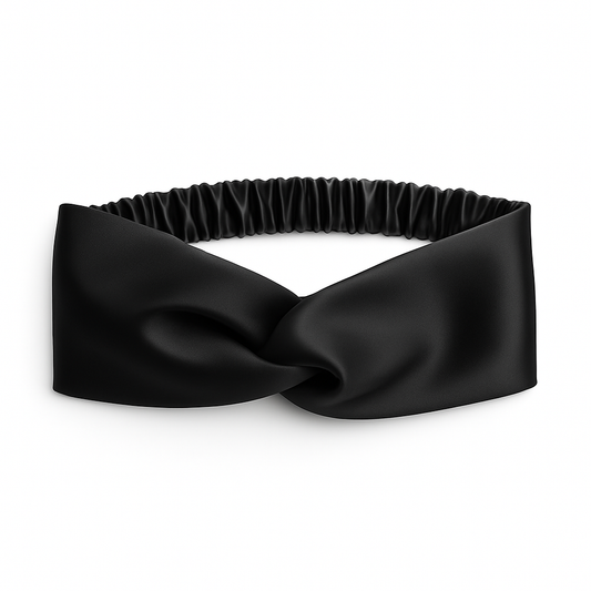 BLACK- TWISTED STYLE SATIN HEADBAND