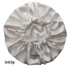 Load image into Gallery viewer, Ivory Silky Satin Bonnet| Neutral Solid Color | Double-Layered Reversible and Adjustable Satin Bonnets| Sizes Small - X-Large
