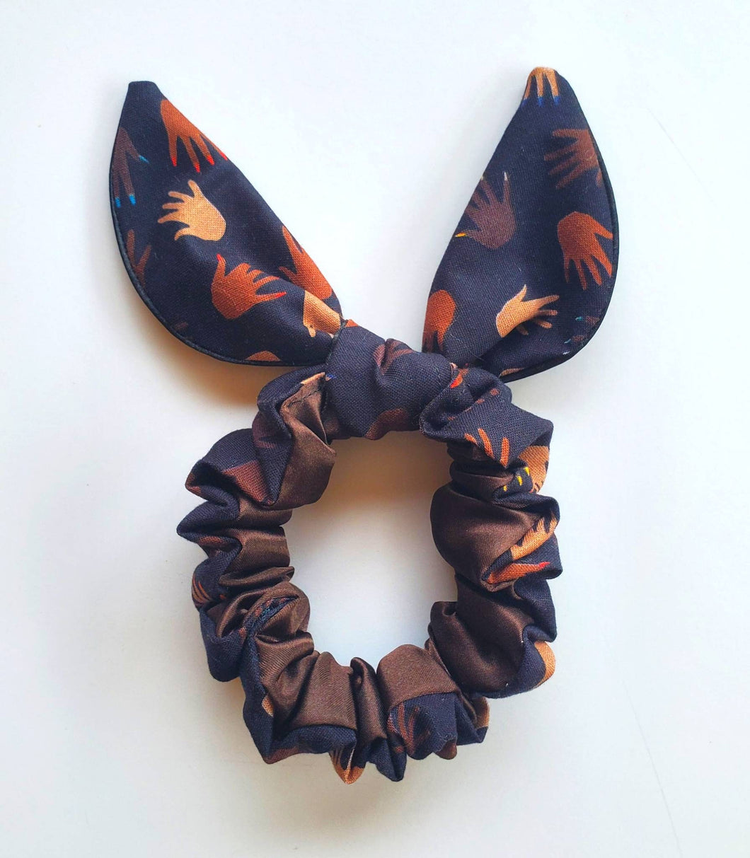Cotton + Satin Bunny ears Scrunchies| Satin Hair Scrunchies| Gifts for Women & Girls