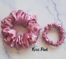 Load image into Gallery viewer, Silky Soft Scrunchie Set of 2 | Fashion Scrunchies, Spring Scrunchies | Large Satin Hair Ties| Gifts for any occasion
