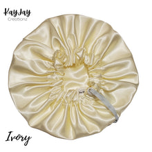 Load image into Gallery viewer, Ivory Silky Satin Bonnet| Neutral Solid Color | Double-Layered Reversible and Adjustable Satin Bonnets| Sizes Small - X-Large
