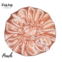 Load image into Gallery viewer, Peach Satin Bonnet | Double-Layered Reversible &amp; Adjustable Satin Bonnets | Silk Satin Sleep Cap for Kids
