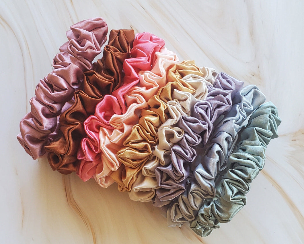 Set of 3 Silky Satin Skinny Scrunchies| Hair Accessories for Women| Gifts for her