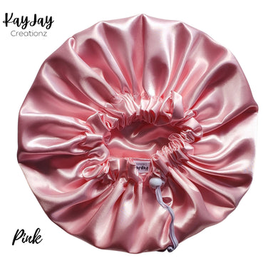 Pink Satin Bonnet | Double-Layered Reversible & Adjustable Satin Bonnets | Silk Satin Sleep Cap for KIds
