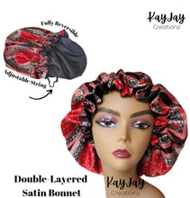 Load image into Gallery viewer, Adult Silk Satin Bonnets| Double-Layered Reversible &amp; Adjustable Satin Bonnet
