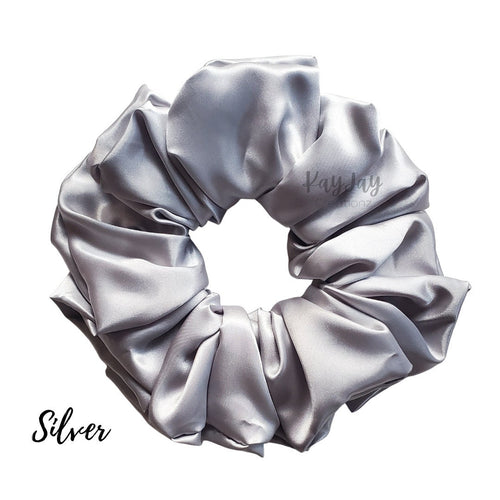 Silver Satin Scrunchie| Women's Hair Scrunchies | Hair Tie | Gifts for Her