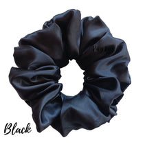 Load image into Gallery viewer, Black Satin Scrunchie| Women&#39;s Hair Scrunchies | Hair Tie | Gifts for Her
