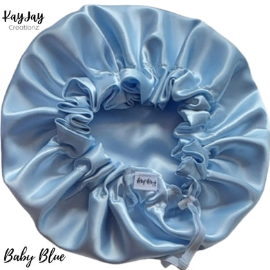 Baby Blue Satin Bonnet| Double-Layered Reversible & Adjustable Satin Bonnets | Silk Satin Sleep Cap for Kids