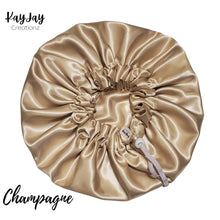 Load image into Gallery viewer, Champagne Satin Bonnet| Double-Layered Reversible &amp; Adjustable Satin Bonnets | Silk Satin Sleep Cap for Kids
