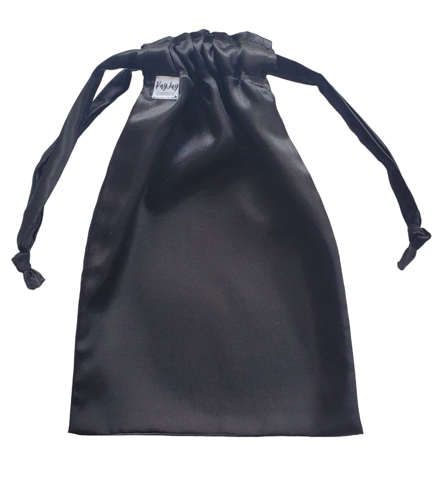 All-Black Handmade Satin Drawstring Bag Set for Travel, Jewelry, and Dust bag. Gift idea
