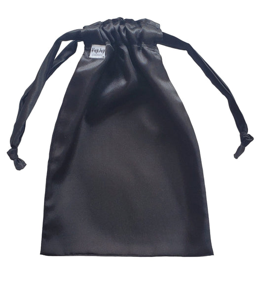 All-Black Handmade Satin Drawstring Bag Set for Travel, Jewelry, and Dust bag. Gift idea