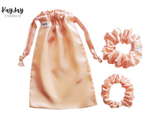 Load image into Gallery viewer, PEACH Handmade Satin Drawstring Bag Set for Travel, Jewelry, and Dust bag. Valentine&#39;s Day Gift idea
