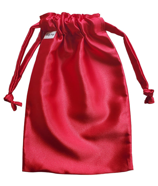 Red Handmade Satin Drawstring Bag Set for Travel, Jewelry, and Dust bag. Valentine's Day Gift idea