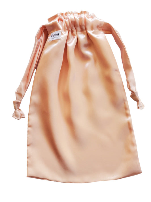PEACH Handmade Satin Drawstring Bag Set for Travel, Jewelry, and Dust bag. Valentine's Day Gift idea