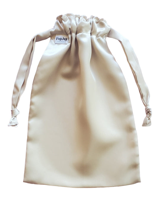 CHAMPAGNE Handmade Satin Drawstring Bag Set for Travel, Jewelry, and Dust bag. Valentine's Day Gift idea